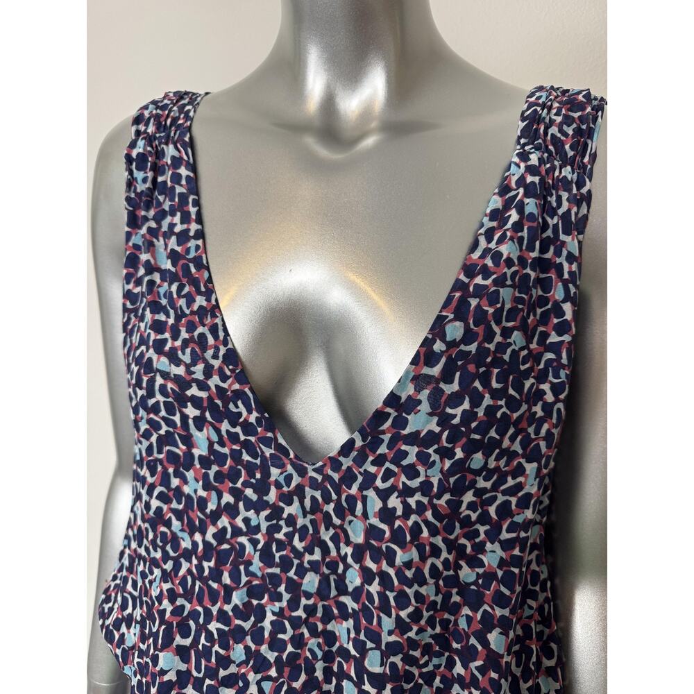 Ramy Brook 100% Silk Dress Womens Medium Blue Geometric Print Mini Blouson - Picture 3 of 12